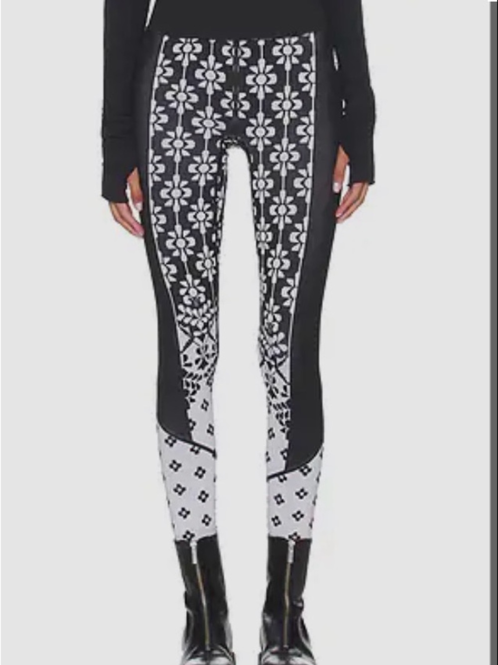 FP Movement by Free People Black & White Floral Panel Leggings